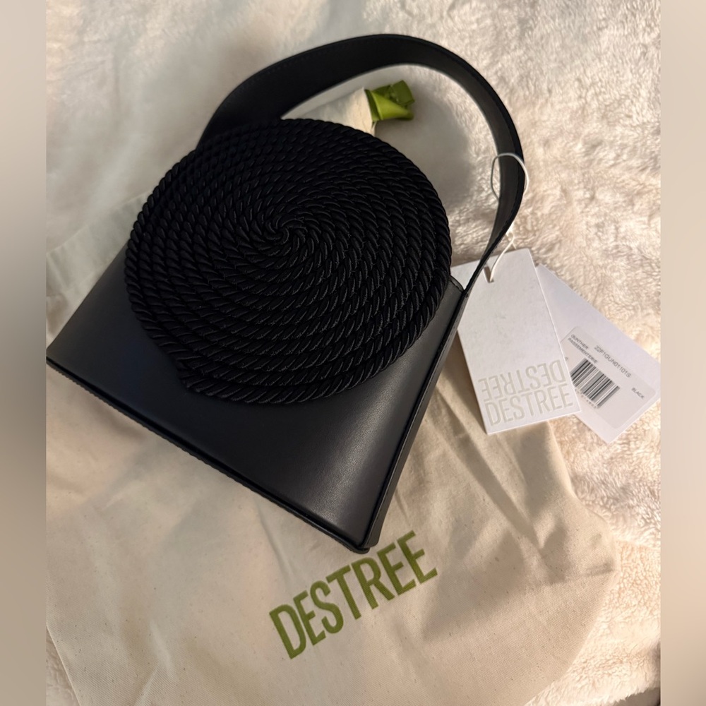 Destree BLACK LEATHER BAG WITH PASSEMENTERIE DETAIL - Picture 4 of 7